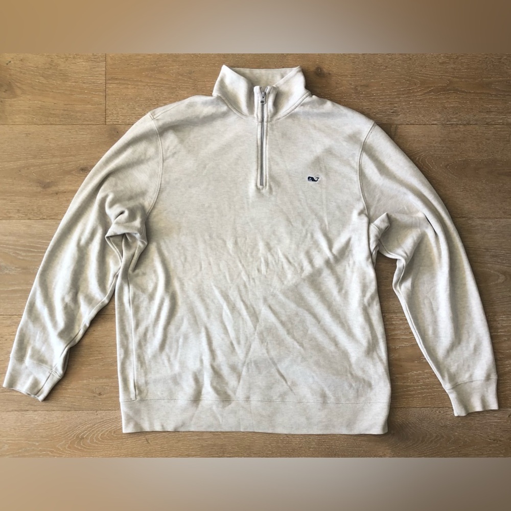 Vineyard Vines Quarter Zip 1/4 Beige Sand Large